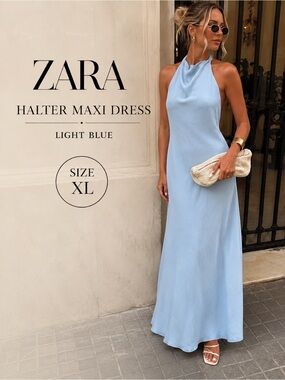 Zara | Dresses | Zara Maxi Dress With Shoulder Pads Open Back Slit Size  Medium | Poshmark